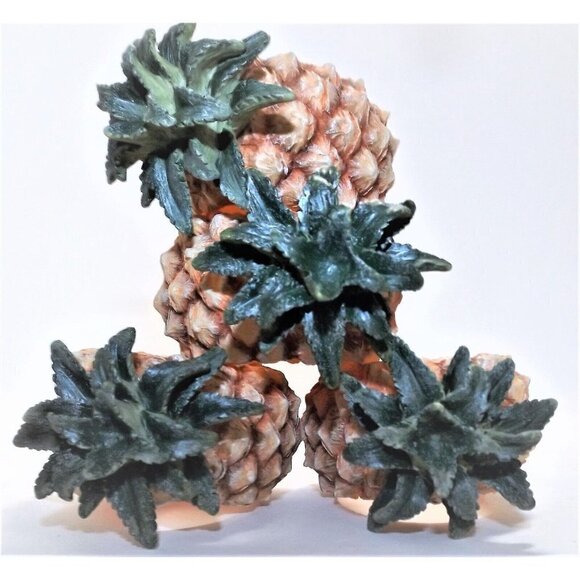 Set of four pineapple napkin rings resin - Picture 1 of 5
